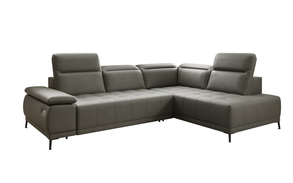Designer L Sofa Lyra mit elektrischer Schlaffunktion in Echtleder