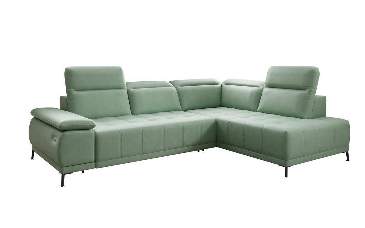 Designer L Sofa Lyra mit elektrischer Schlaffunktion in Echtleder