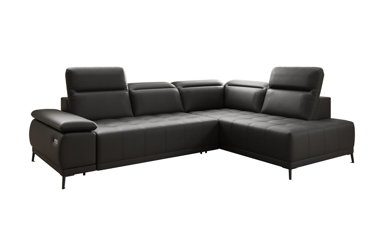Designer L Sofa Lyra mit elektrischer Schlaffunktion in Echtleder