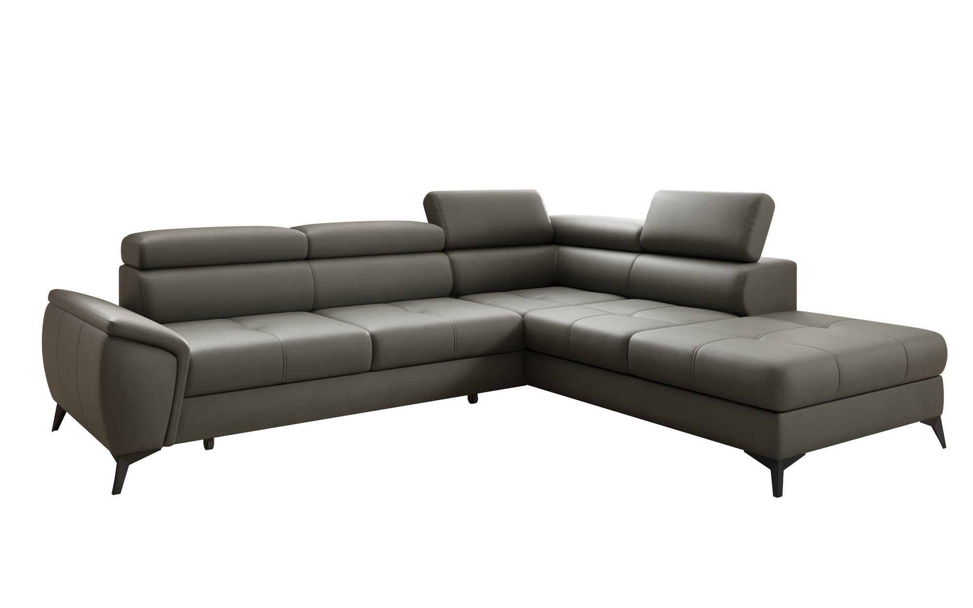Designer L Sofa Aveline mit Schlaffunktion und Stauraum in Echtleder