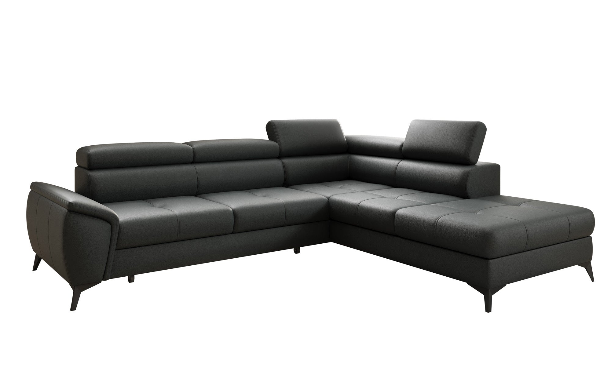 Designer L Sofa Aveline mit Schlaffunktion und Stauraum in Echtleder