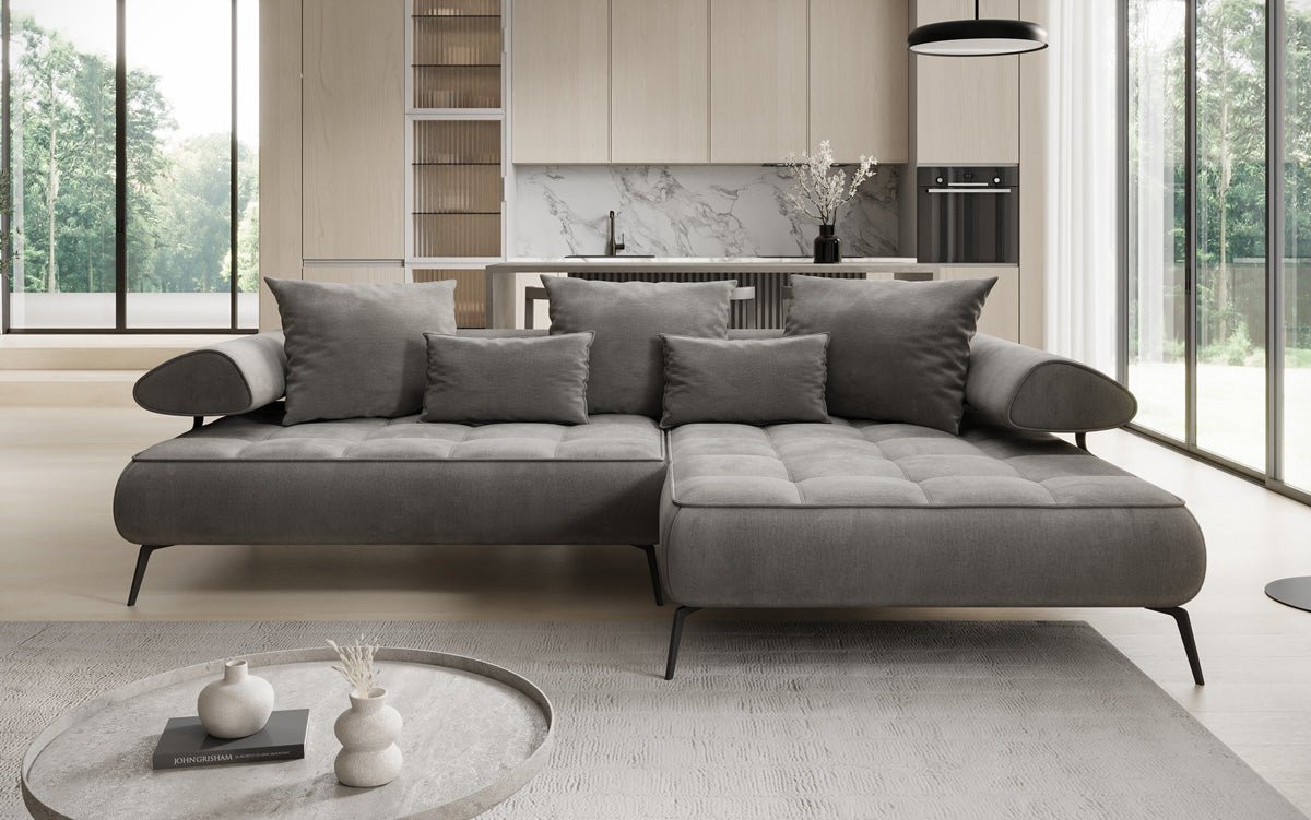 Designer Sofa Sydney L II Samt mit elektrischer Schlaffunktion