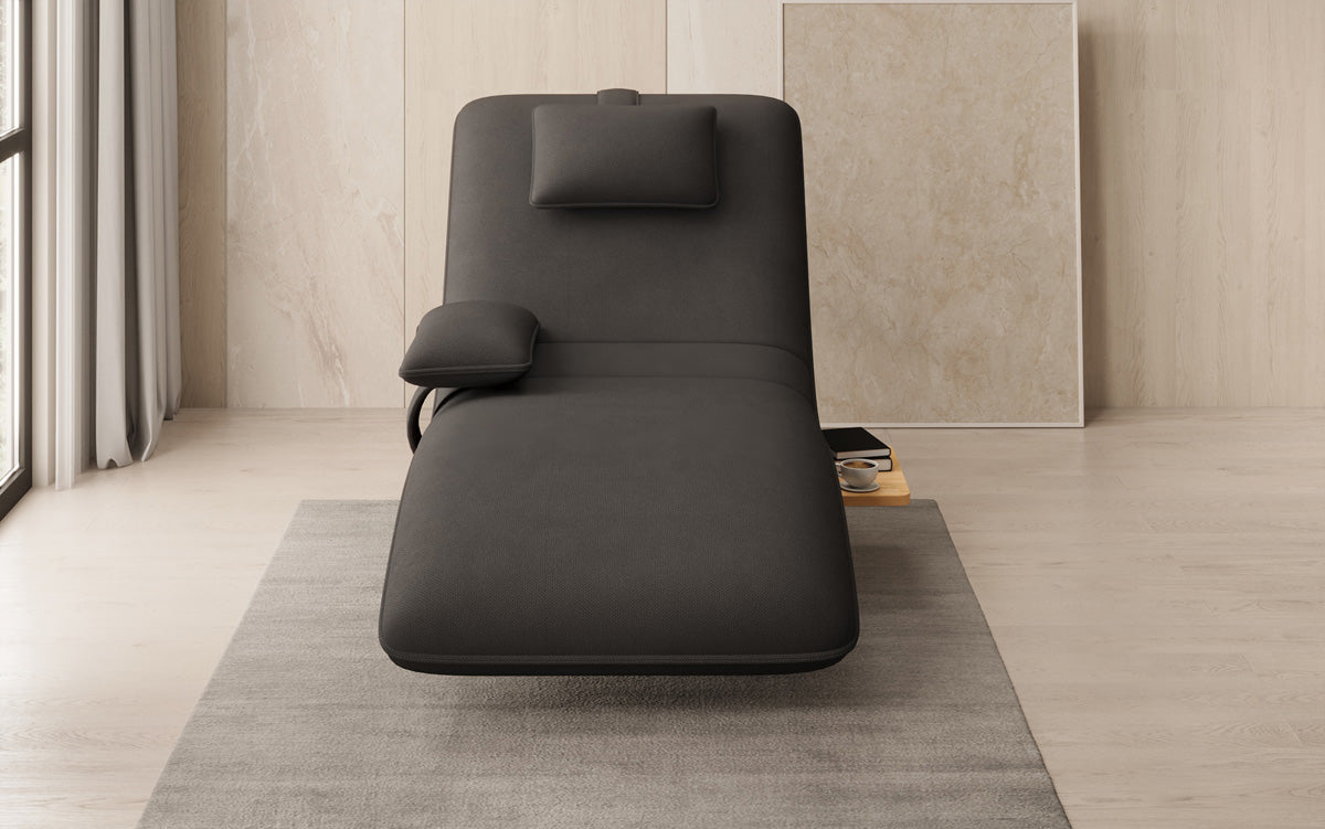 Designer Relax-Liege Velor Stoff mit Drehfunktion und Beistelltisch