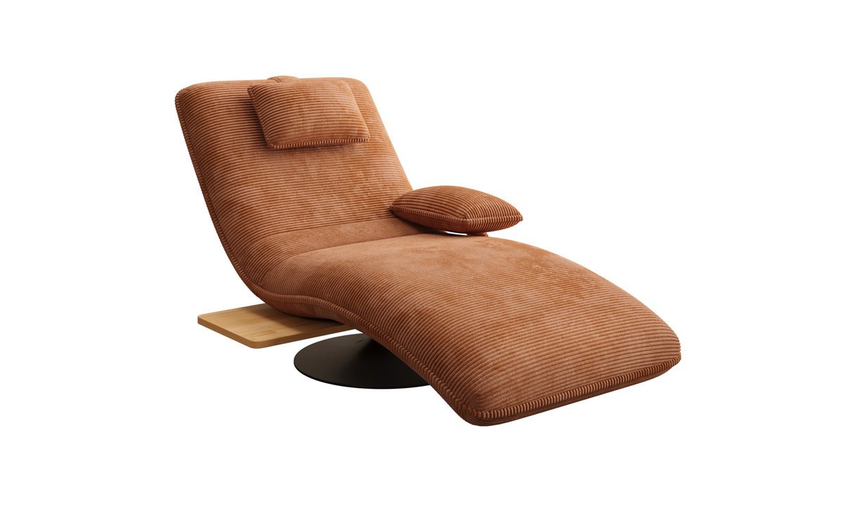 Designer Relax-Liege Velor Cord mit Drehfunktion und Beistelltisch