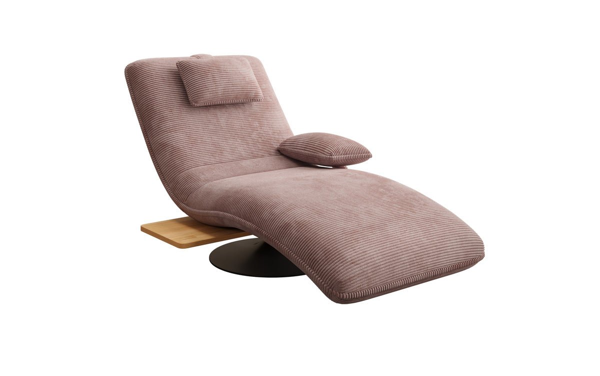 Designer Relax-Liege Velor Cord mit Drehfunktion und Beistelltisch