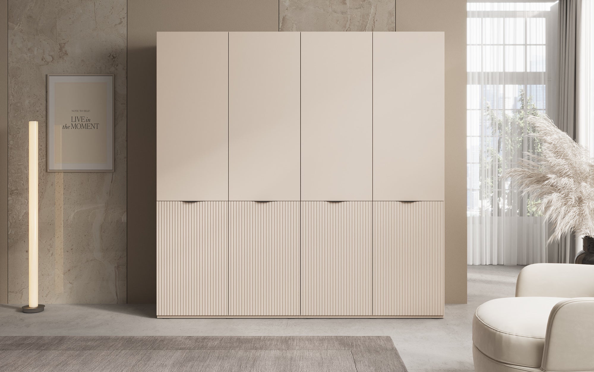 Modulo Elen – Zweimoduliger Kleiderschrank mit strukturierter Front