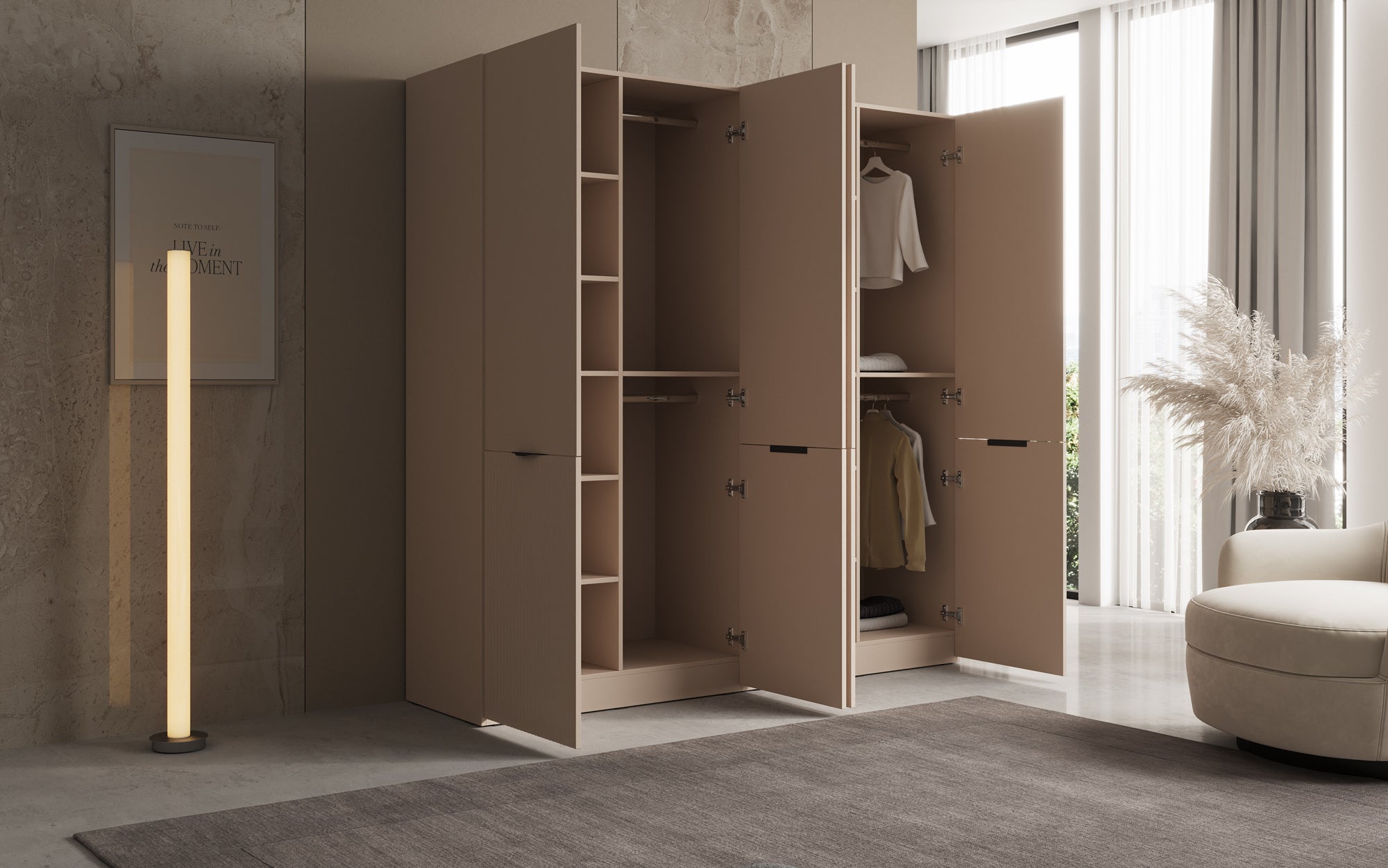 Modulo Elen – Zweimoduliger Kleiderschrank mit strukturierter Front