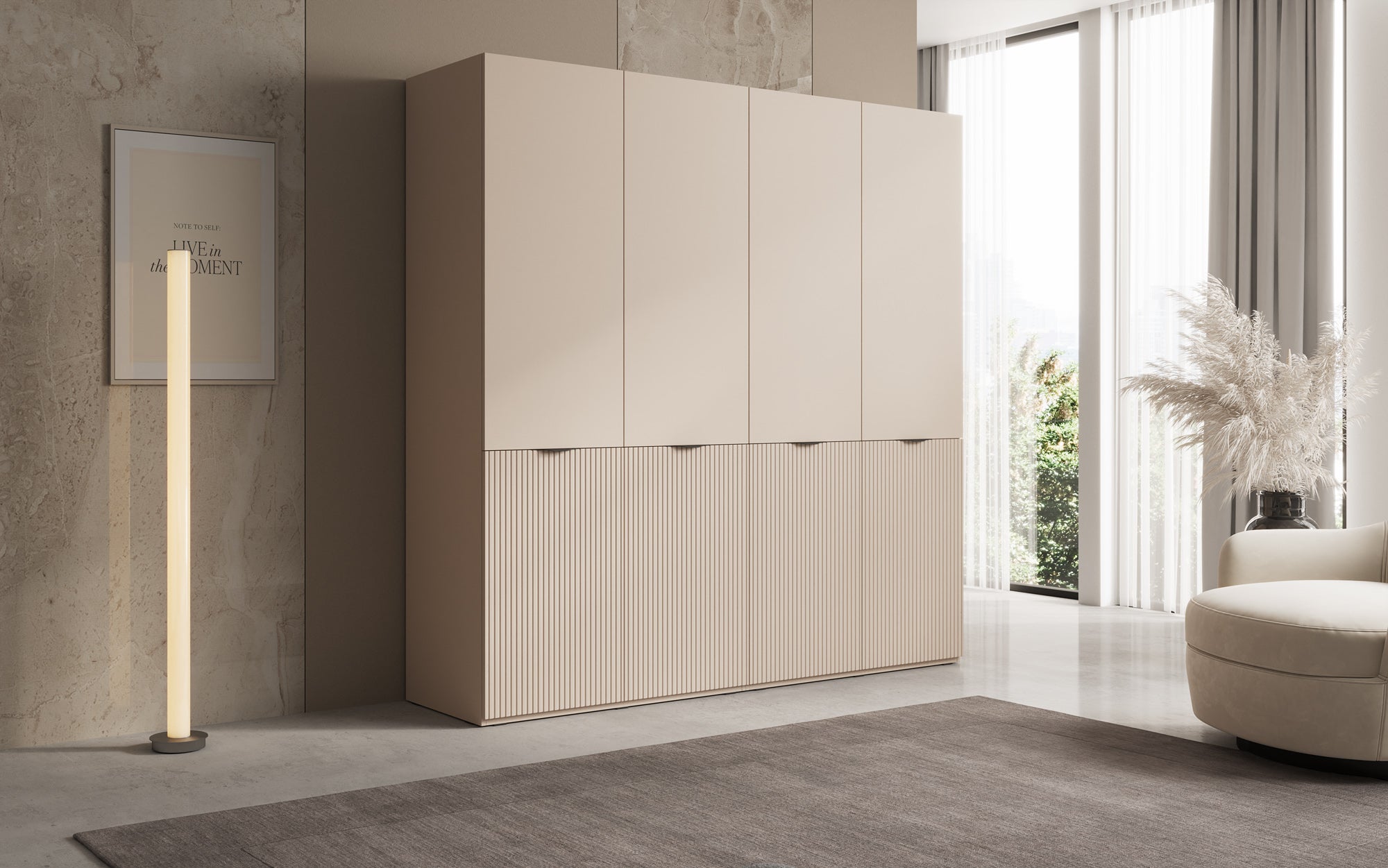 Modulo Elen – Zweimoduliger Kleiderschrank mit strukturierter Front