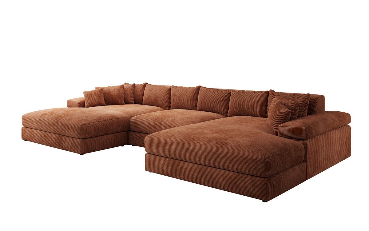Designer Sofa Bernardo U mit breiter Ottomane in Cord
