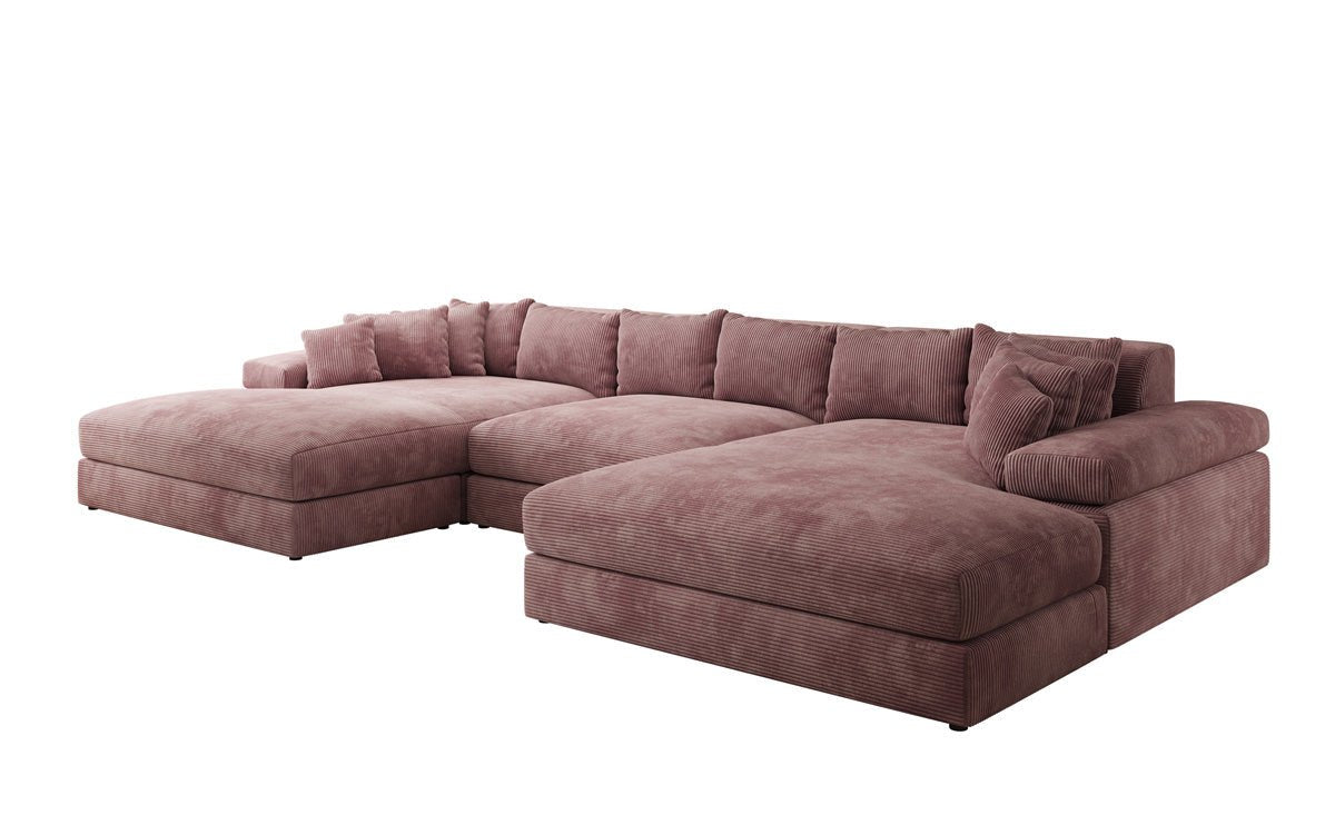 Designer Sofa Bernardo U mit breiter Ottomane in Cord