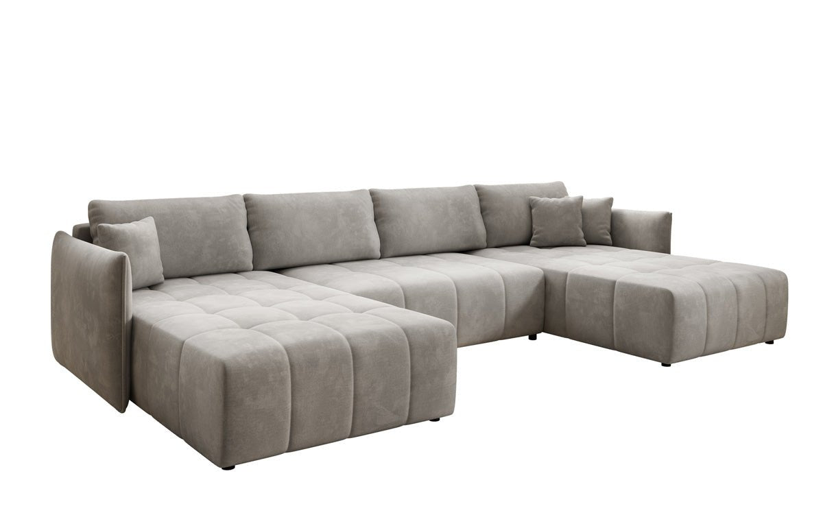Designer Sofa Velaro U mit Schlaf- und Klappfunktion in Samt