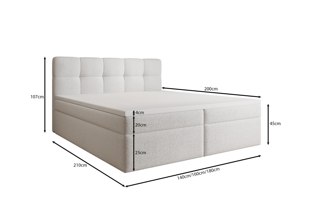 Boxspringbett Cozy II in Teddy Bouclé mit Stauraum