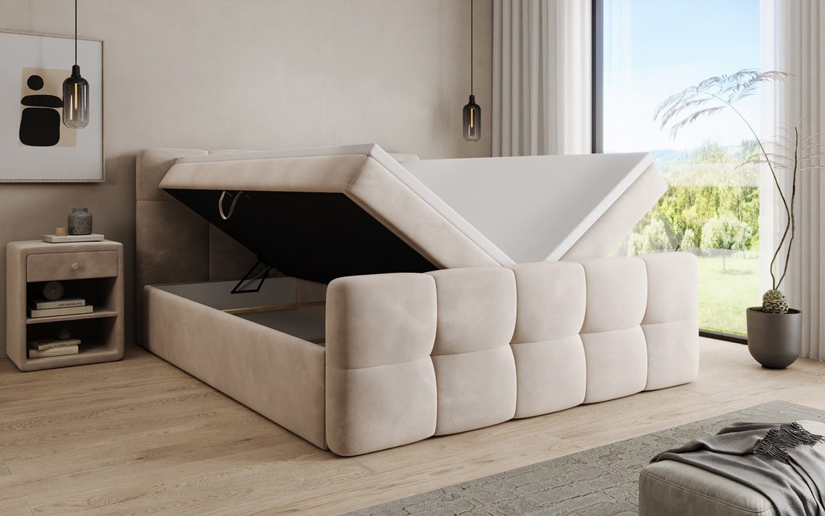 Boxspringbett Cozy Samt mit Stauraum