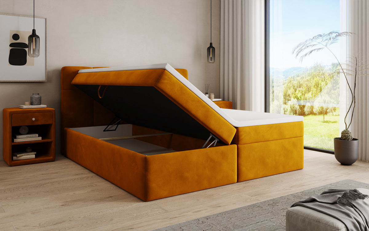 Boxspringbett Cozy II Samt mit Stauraum