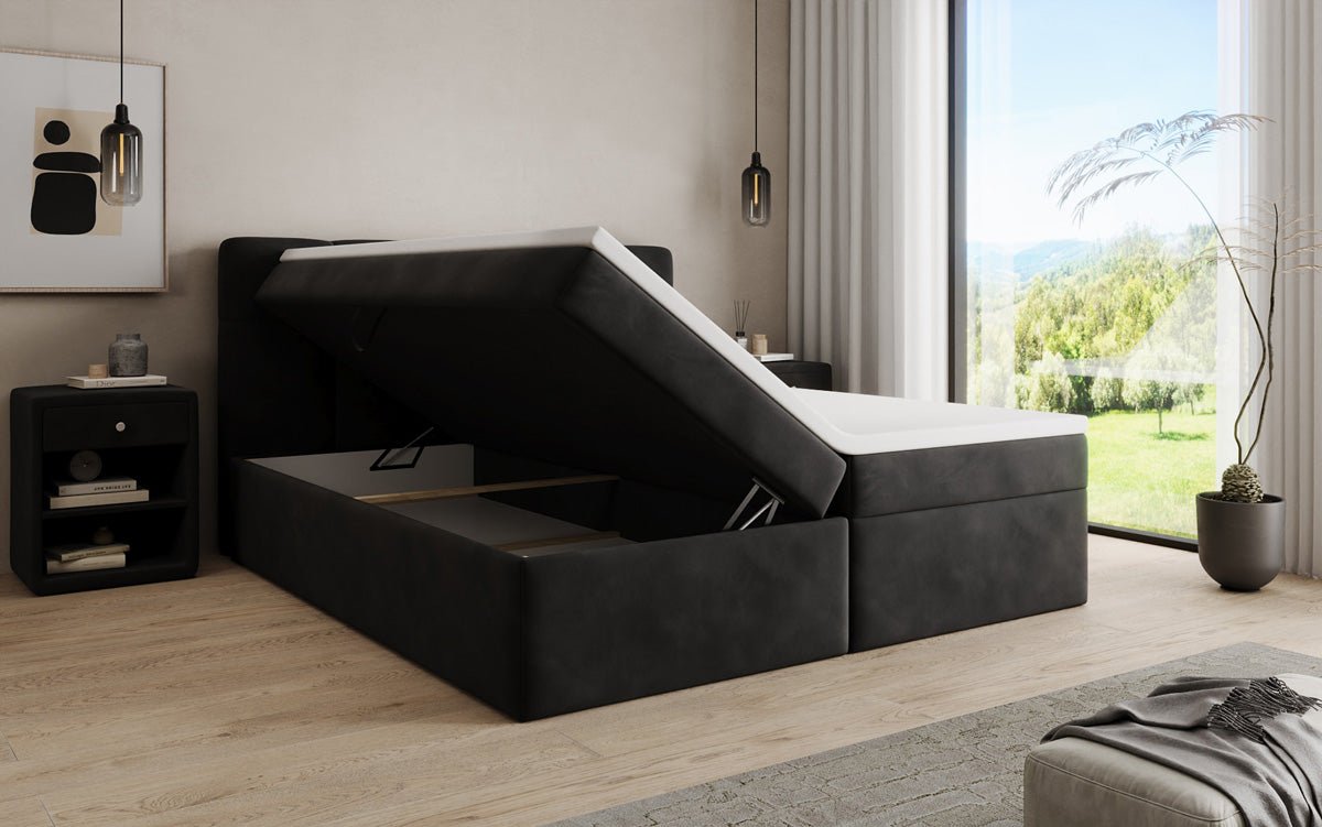 Boxspringbett Cozy II Samt mit Stauraum