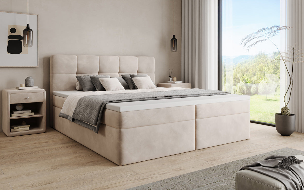 Boxspringbett Cozy II Samt mit Stauraum