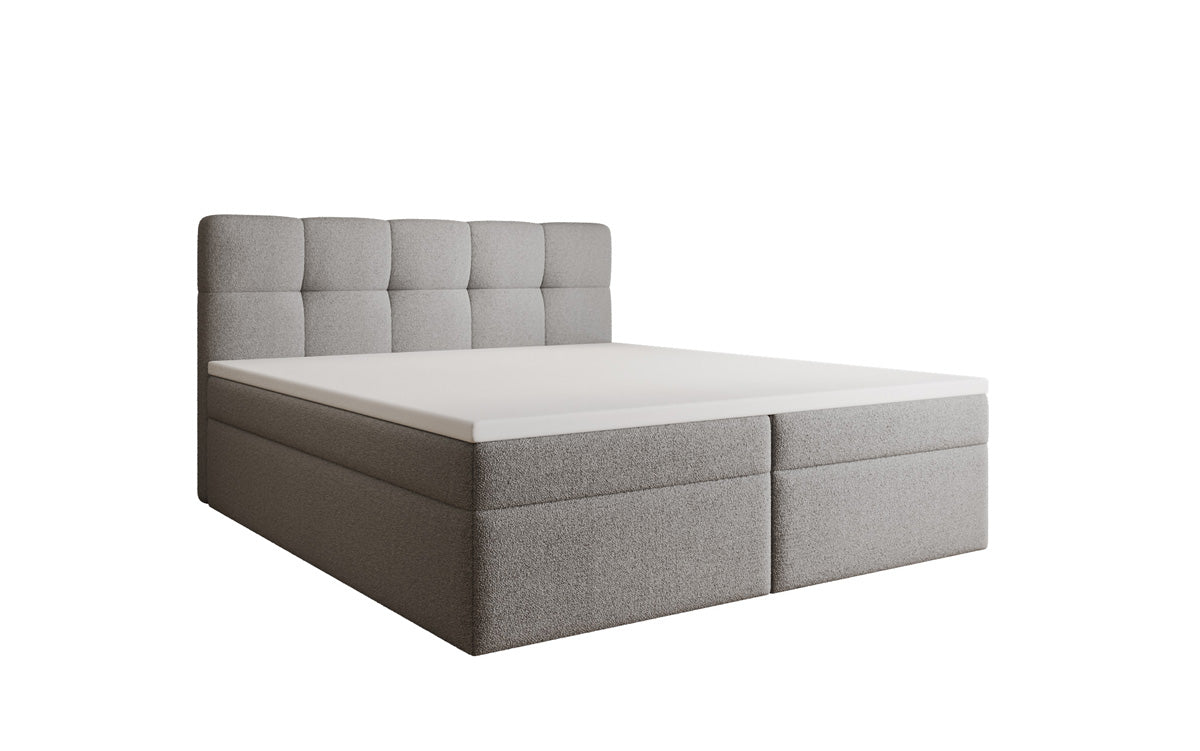 Boxspringbett Cozy II in Teddy Bouclé mit Stauraum