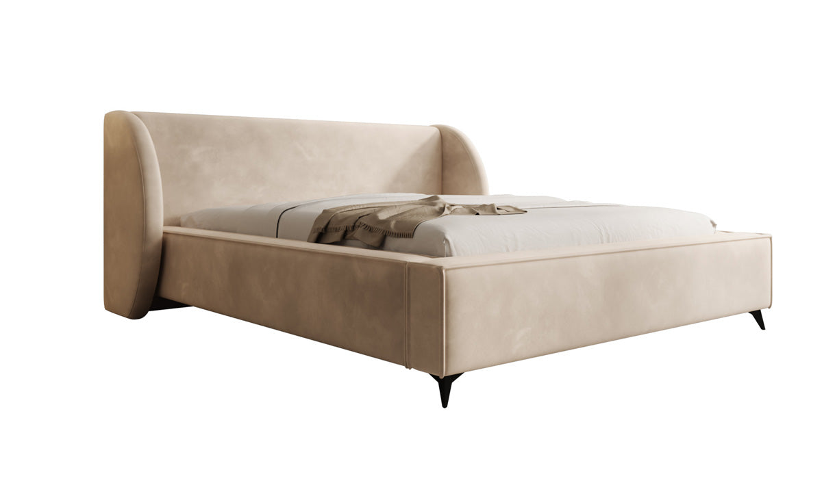 Designer Polsterbett Freya in Samt mit Stauraum