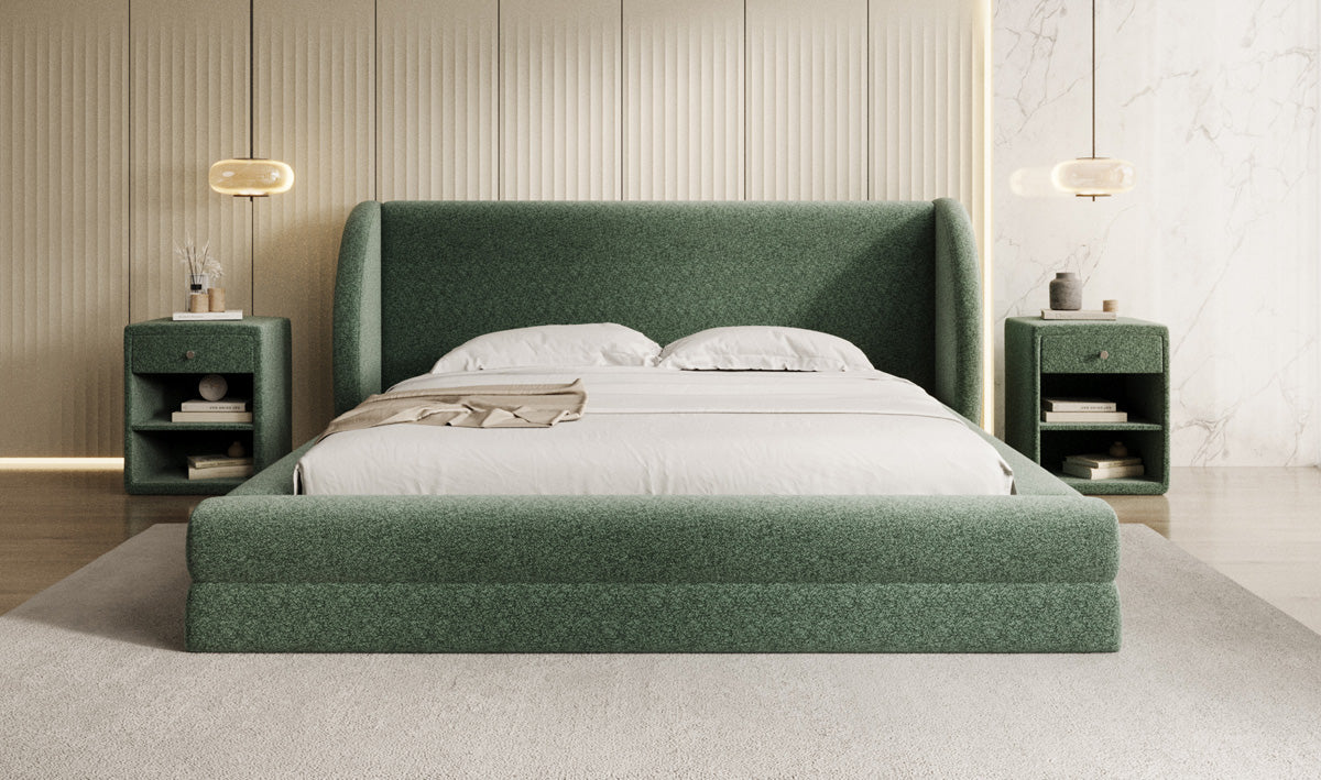 Designer Polsterbett Liv in Strukturstoff mit Stauraum