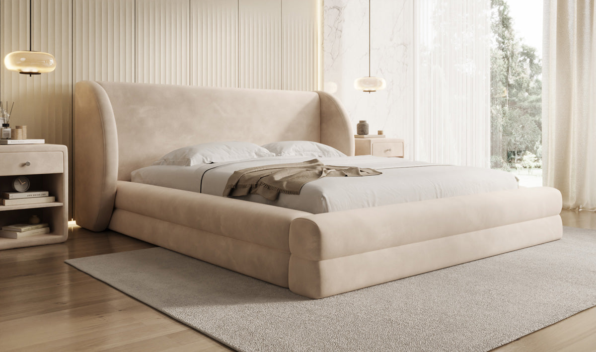 Designer Polsterbett Liv in Samt mit Stauraum