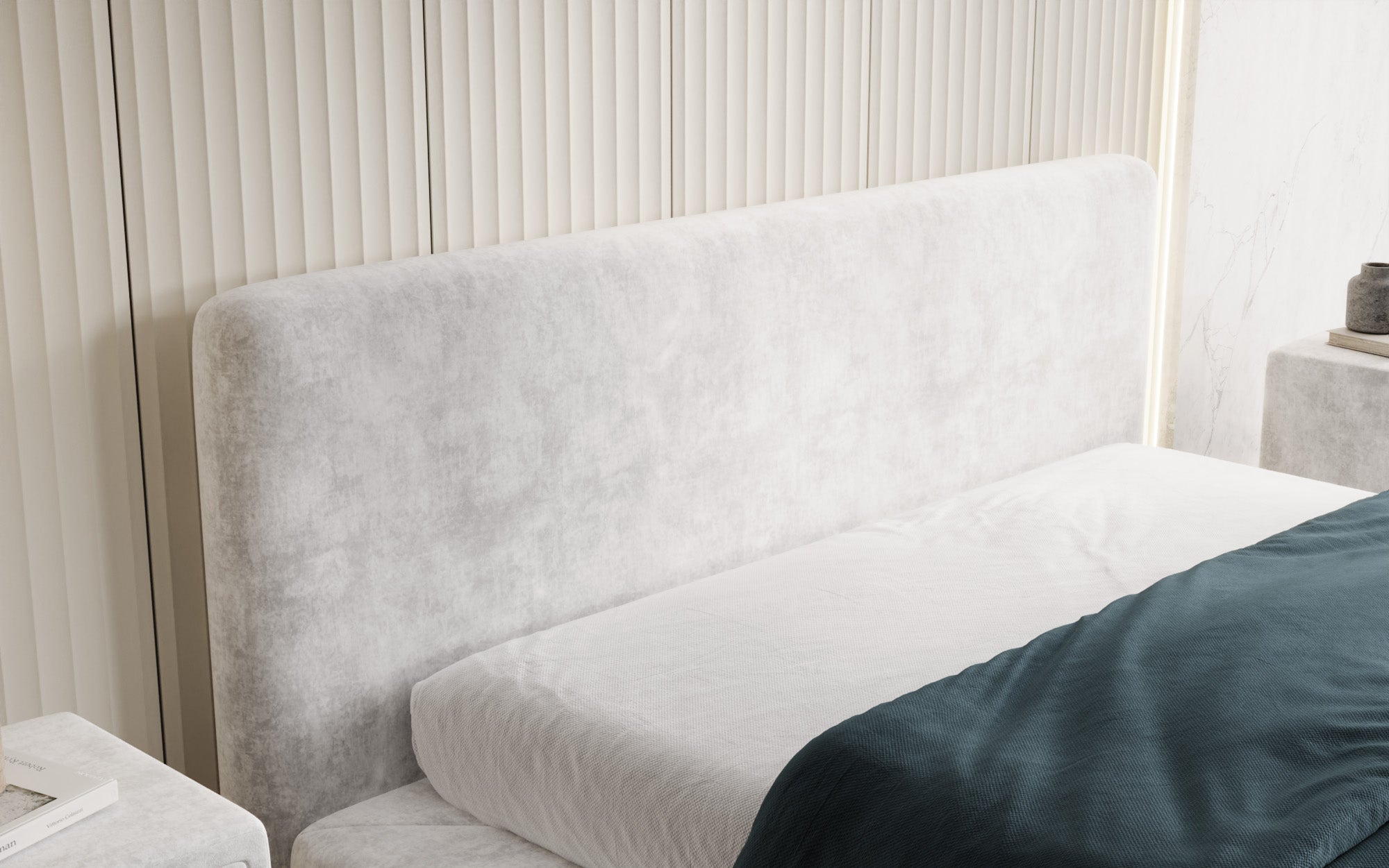 Designer Polsterbett Yumi in Samt