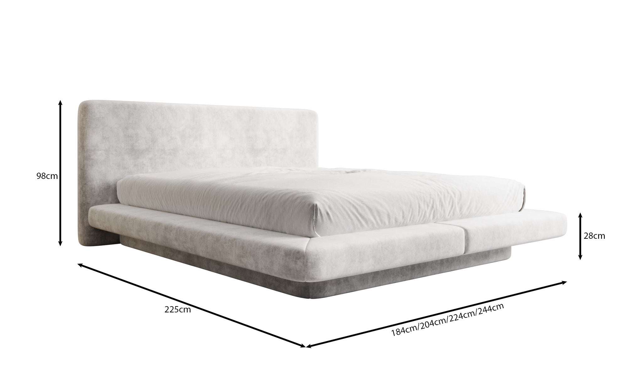 Designer Polsterbett Yumi in Samt