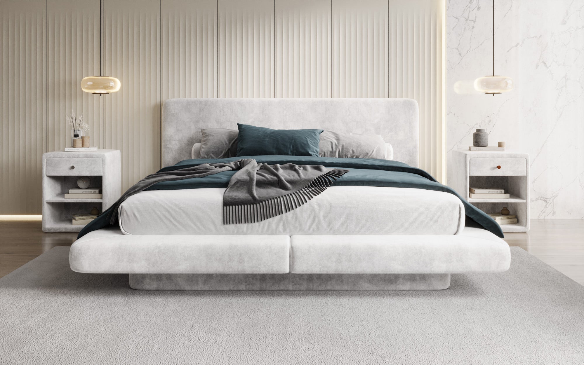 Designer Polsterbett Yumi in Samt