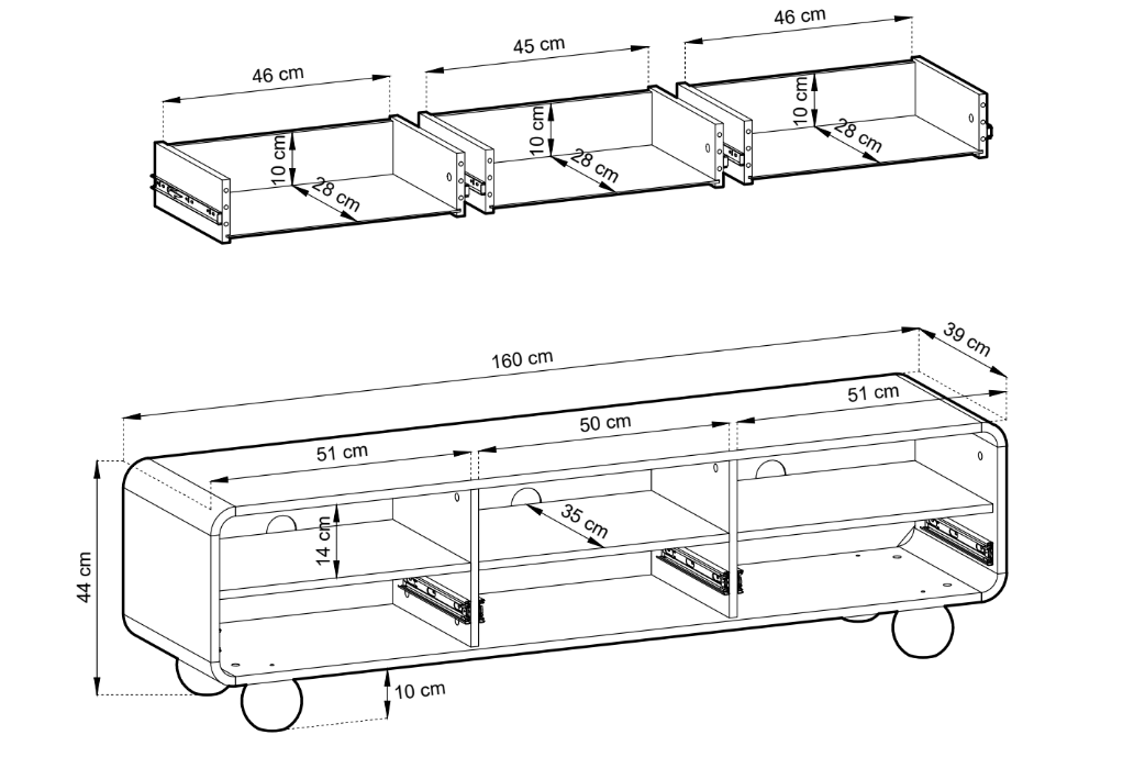 Designer TV Lowboard Layla 160 cm