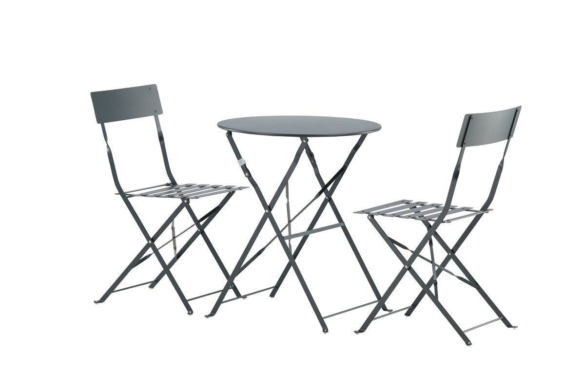 Café Set Bordeaux - 2er Set Stühle inklusive Tisch in Dunkelgrau