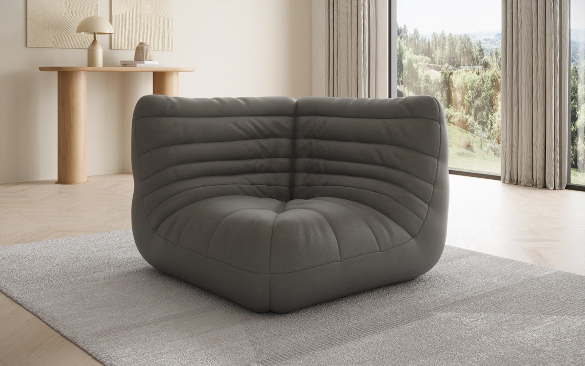 Designer Eckmodul Sofa-Sessel Calmo in Echtleder