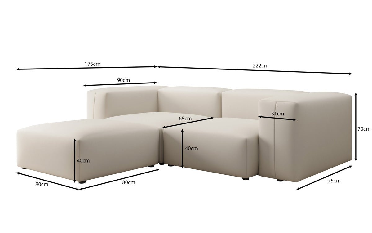 Designer L Sofa Snug Mini in Stoff
