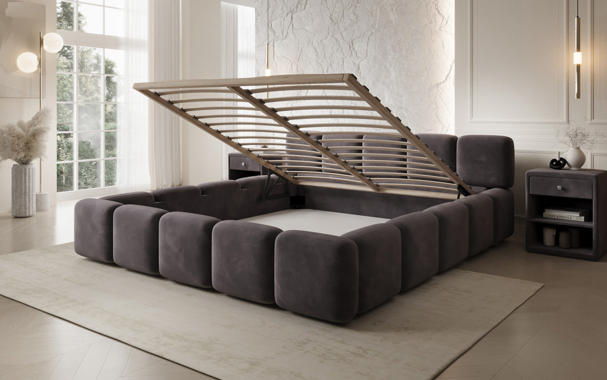 Designer Polsterbett Giulia Samt mit Stauraum
