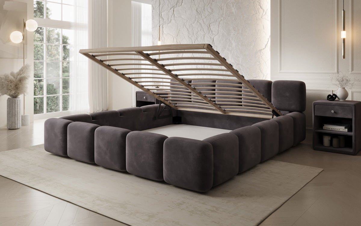 Designer Polsterbett Giulia Samt mit Stauraum
