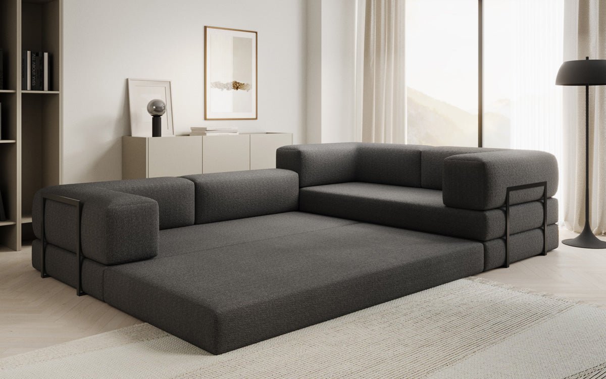 Designer Sofa Lazy L geschlossen in Bouclé