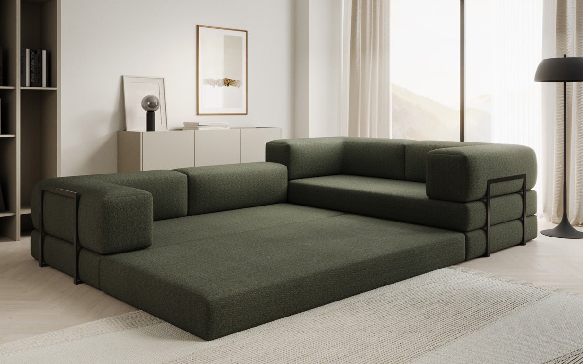 Designer Sofa Lazy L geschlossen in Bouclé