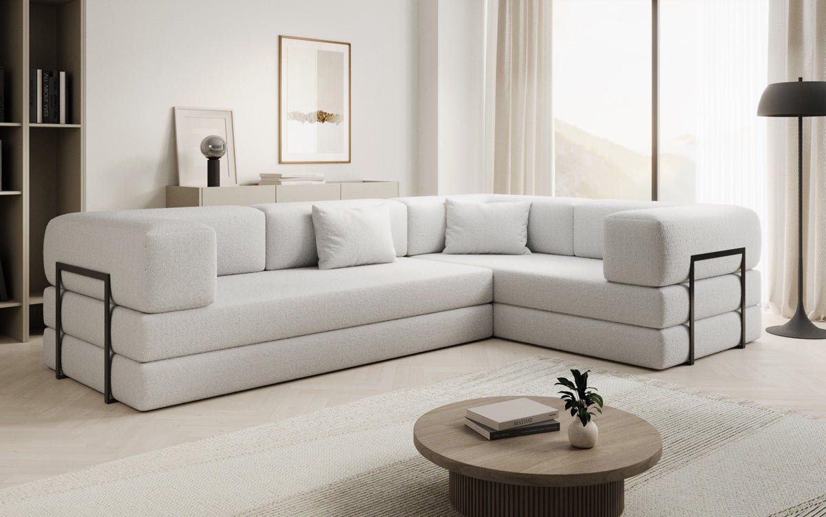 Designer Sofa Lazy L geschlossen in Bouclé