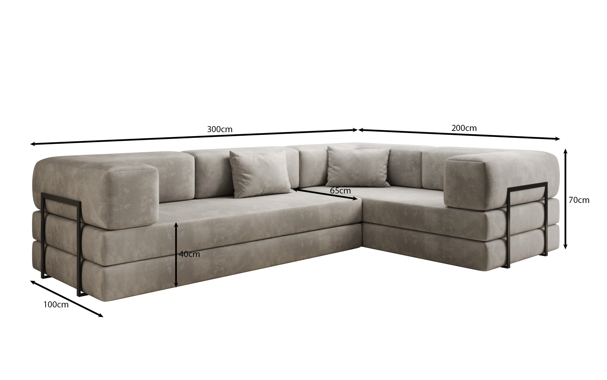 Designer Sofa Lazy L geschlossen in Samt