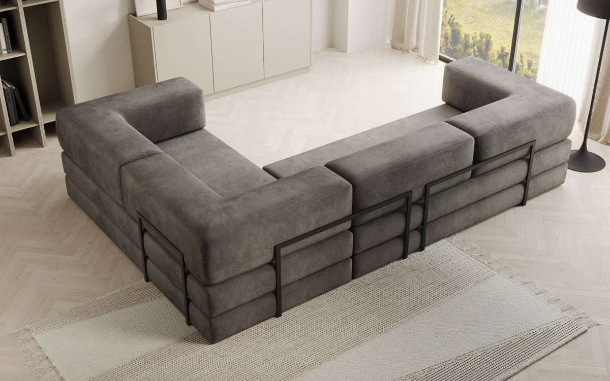 Designer Sofa Lazy L geschlossen in Samt