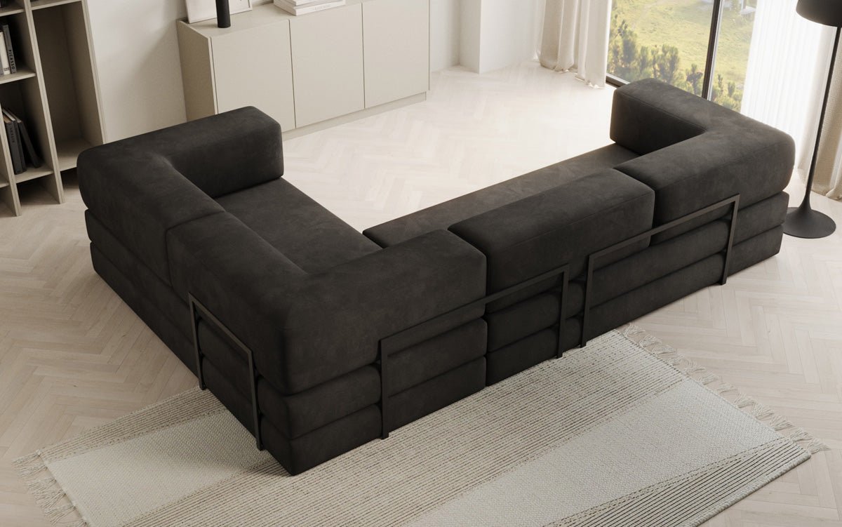 Designer Sofa Lazy L geschlossen in Samt