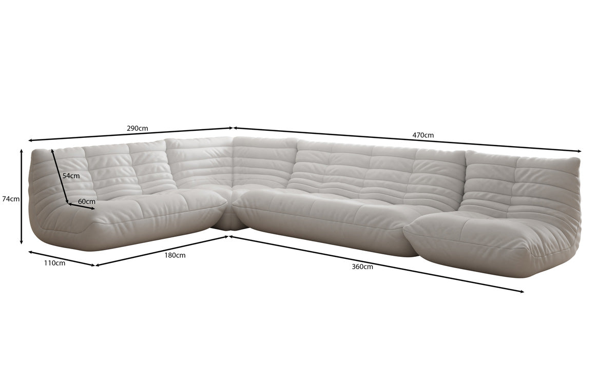 Designer Sofa Wohnlandschaft Calmo in Echtleder