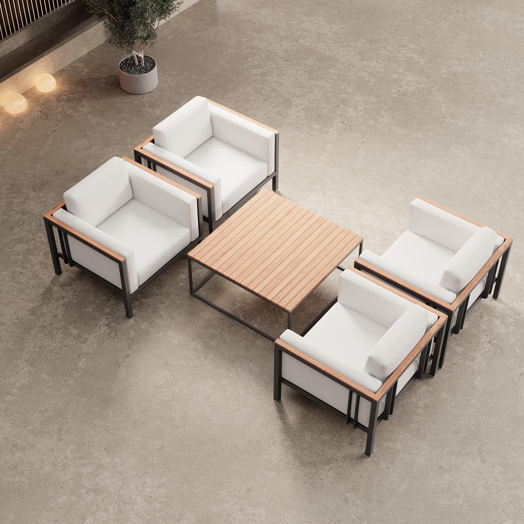 Euphoria – 4 Loungesessel & Tisch aus Aluminium | Aevora™ Kollektion
