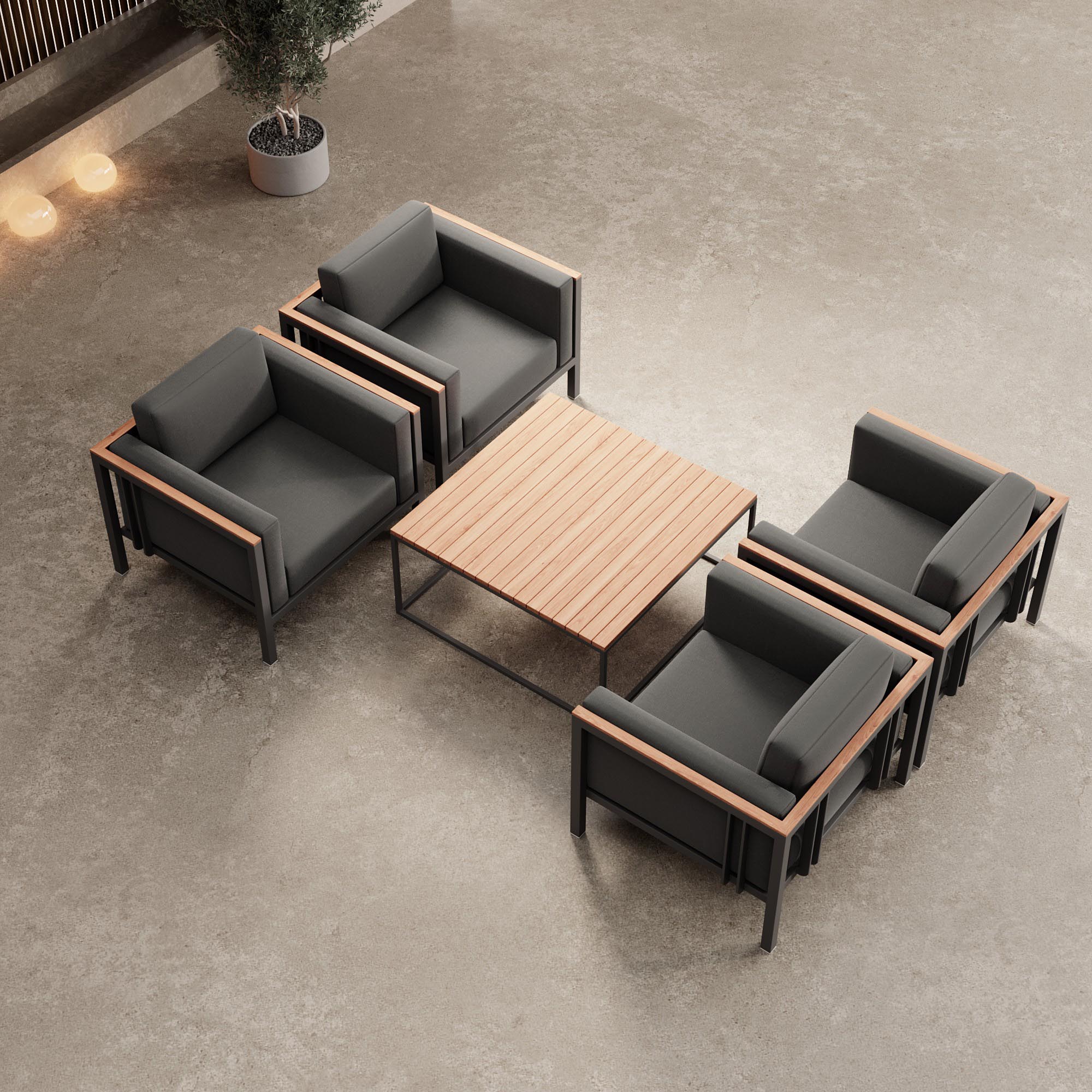 Euphoria – 4 Loungesessel & Tisch aus Aluminium | Aevora™ Kollektion