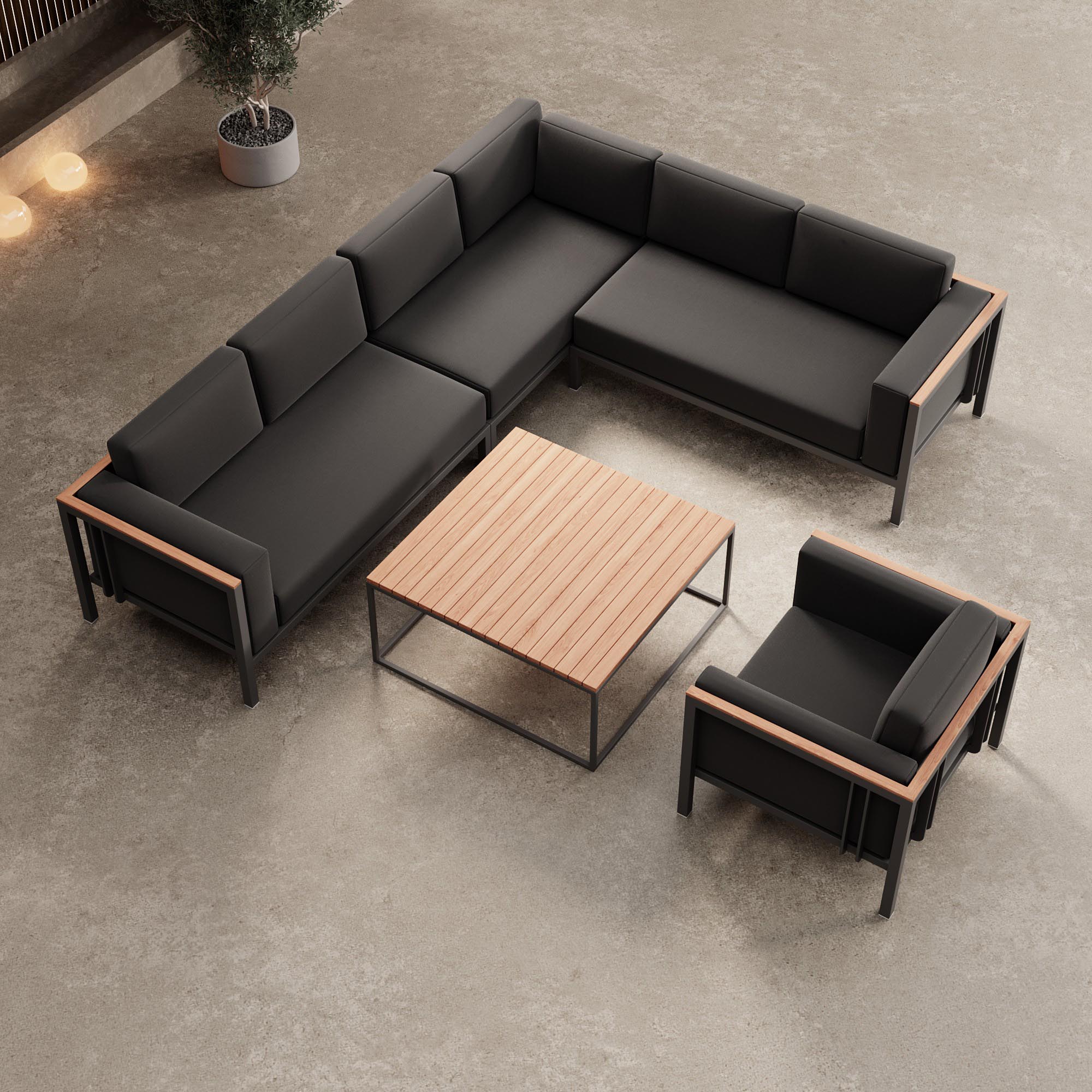 Euphoria – Ecklounge, Loungesessel & Tisch aus Aluminium | Aevora™ Kollektion