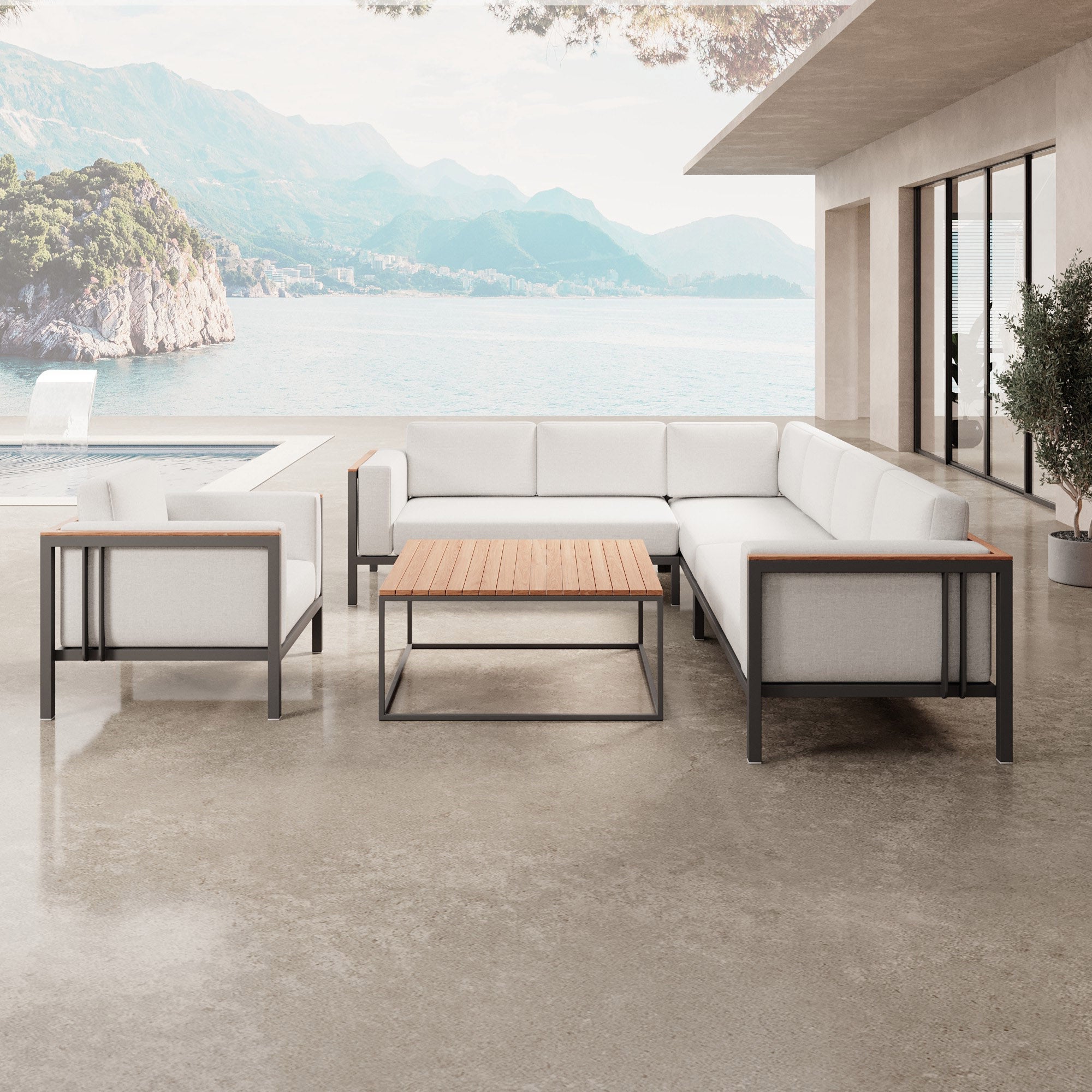 Euphoria – Ecklounge, Loungesessel & Tisch aus Aluminium | Aevora™ Kollektion