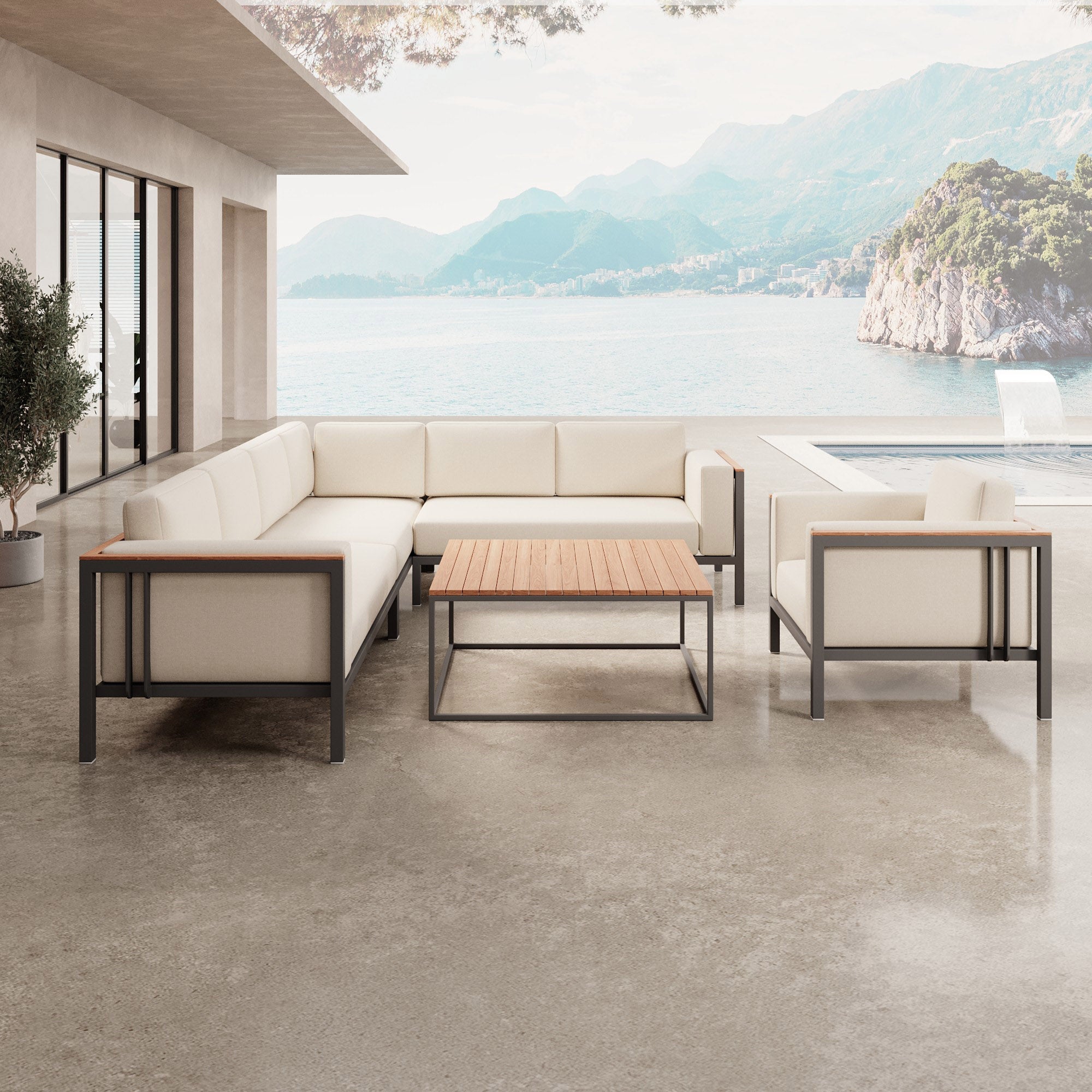 Euphoria – Ecklounge, Loungesessel & Tisch aus Aluminium | Aevora™ Kollektion