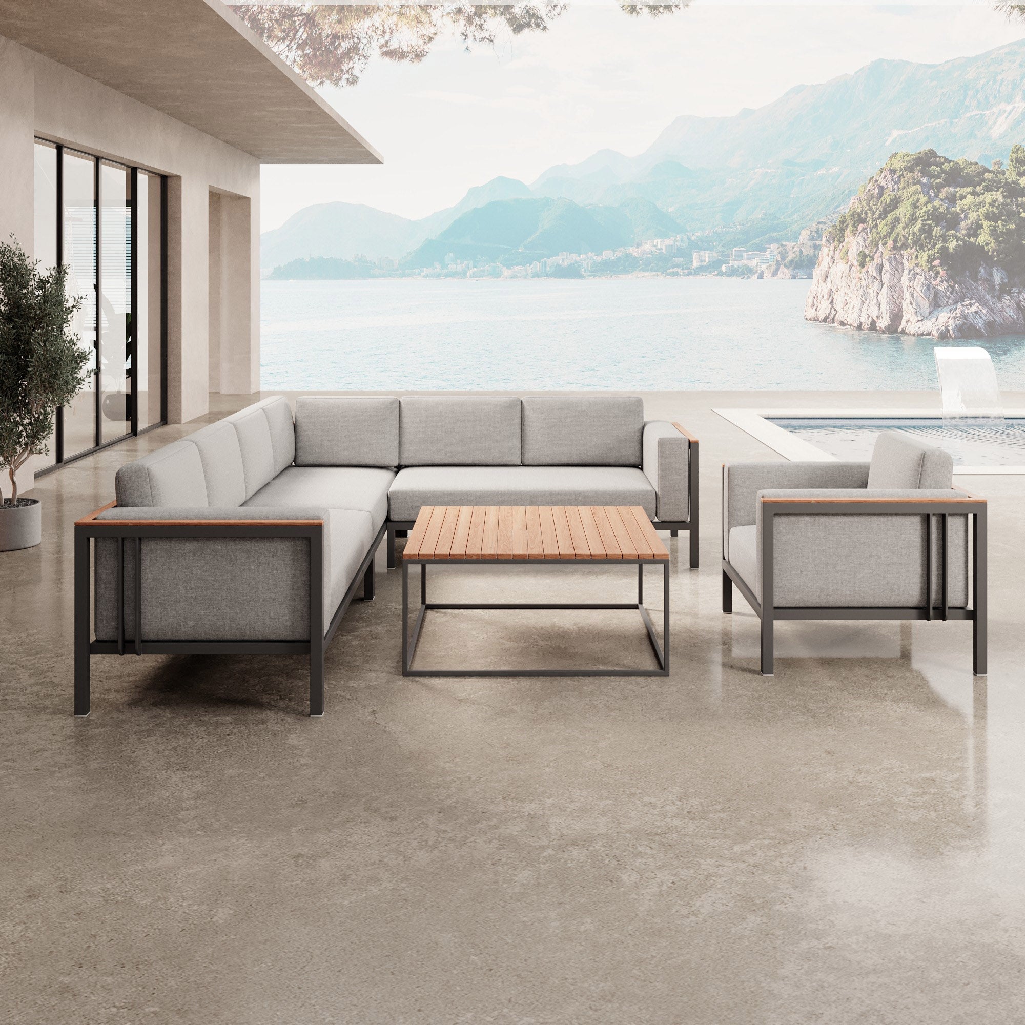 Euphoria – Ecklounge, Loungesessel & Tisch aus Aluminium | Aevora™ Kollektion