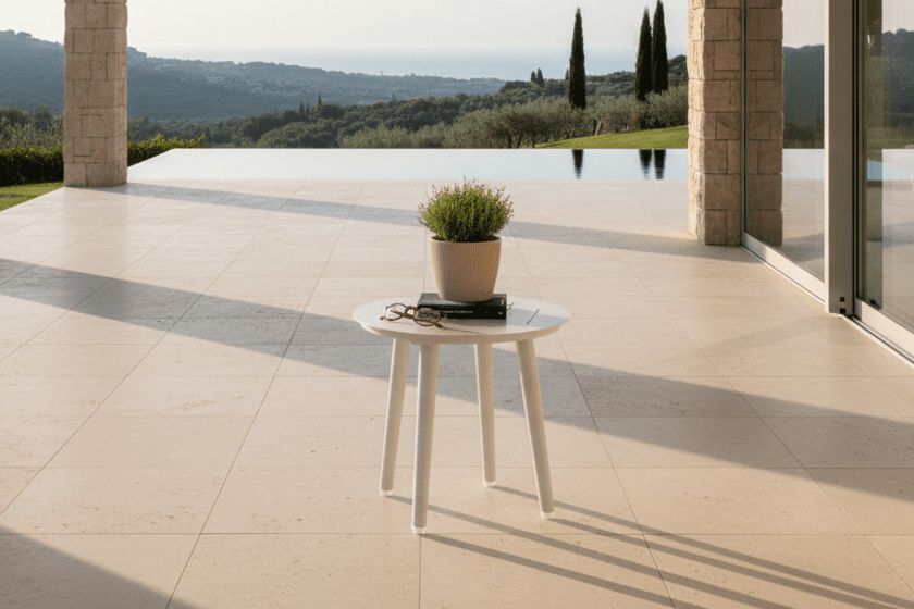 Garten Beistelltisch Amman - Ø40 in der Farbe Beige