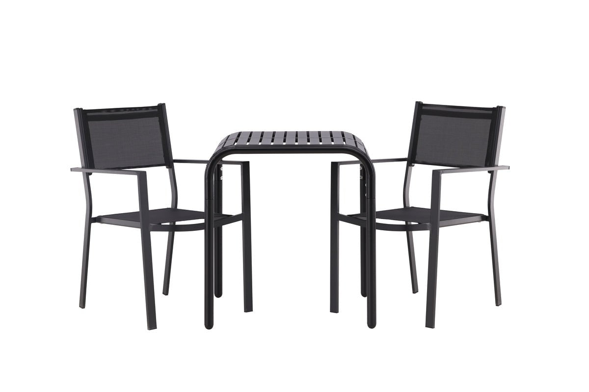 Garten Cafegruppe Levina – 3 teiliges Möbel-Set in Schwarz