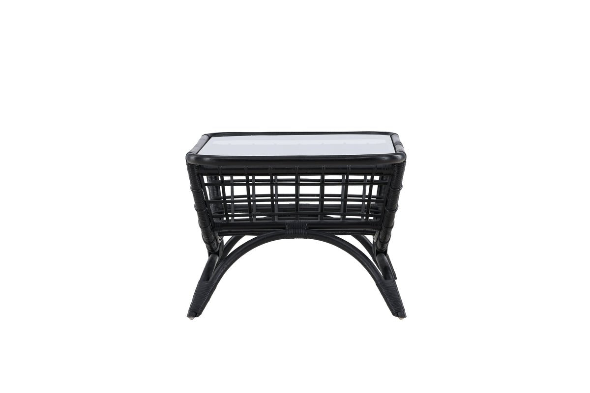 Garten Couchtisch Sarina - Aus Rattan und Glas in Schwarz
