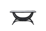 Garten Couchtisch Sarina - Aus Rattan und Glas in Schwarz